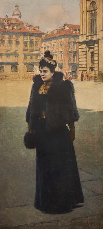 Ritratto di signora in piazza castello